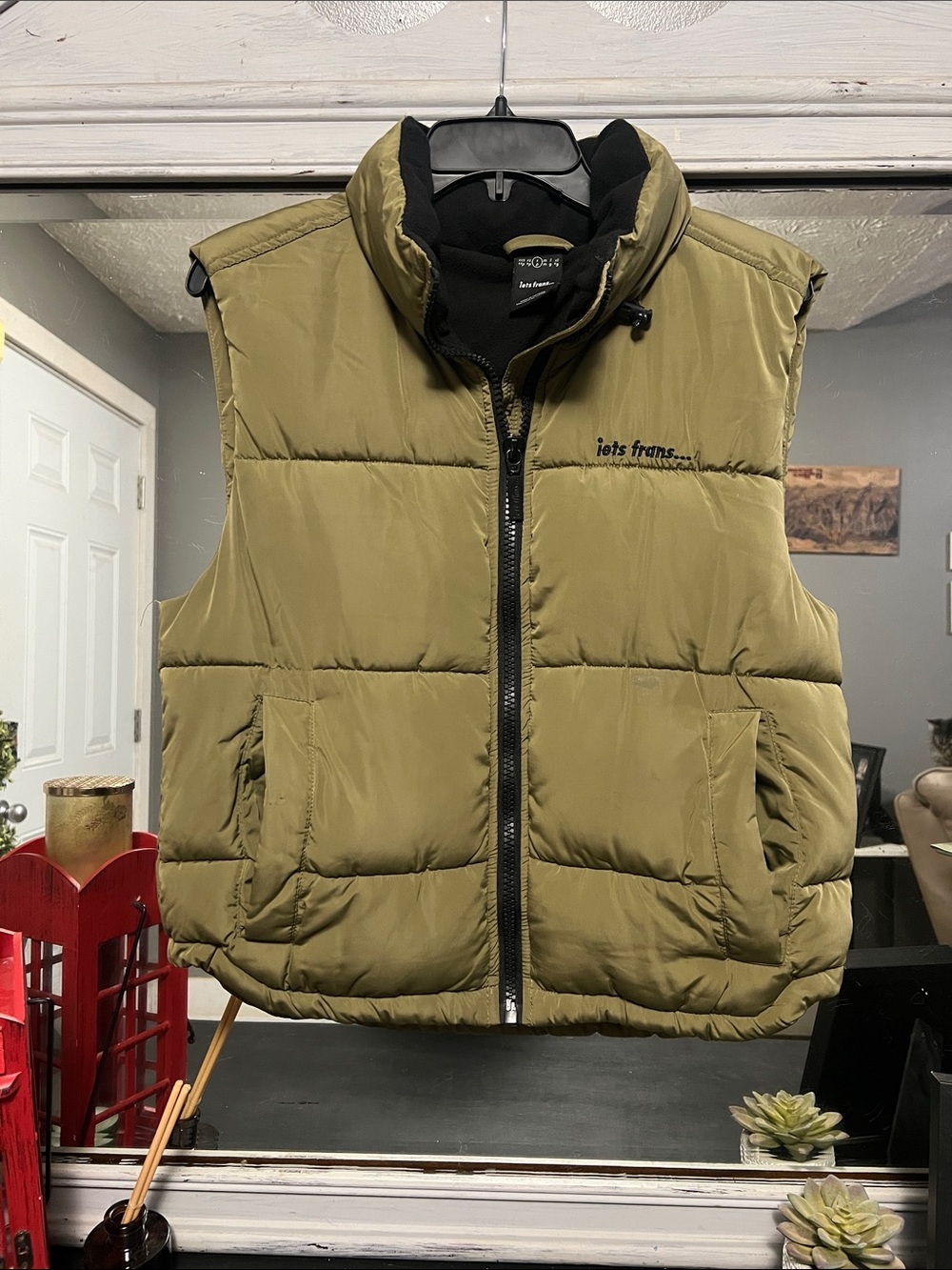 iets frans Olive Green Puffer Vest - Men's Sleeveless Jacket